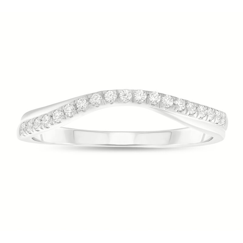Round Diamond 1/6ctw. Polished Edge Contour Wedding Ring in 10k White Gold image number null